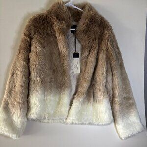 Sanctuary Faux Fur Jacket Ombre Hancrafted Size Small NWT